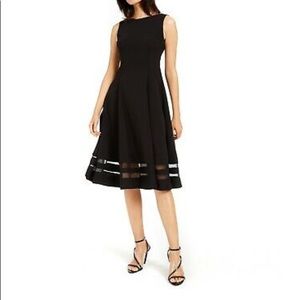 Calvin Klein Illusion-Trim Fit & Flare Midi Dress